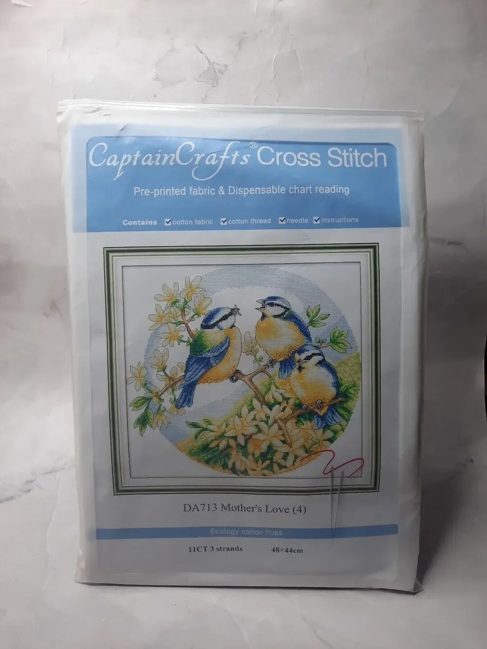 Captain Crafts Pre Printed Cross Stitch Kit DA713 Mother's Love Bluebirds